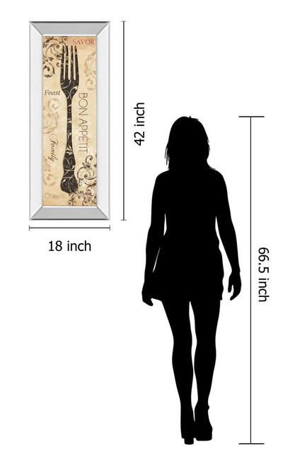 Bon Appetite By Dee Dee - Mirror Framed Print Wall Art - Beige