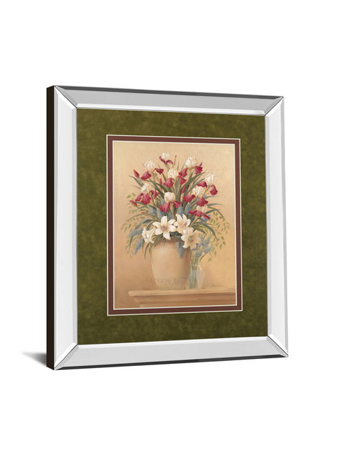 Classic Petal Il By Gloria Eriksen - Mirror Framed Print Wall Art - Beige