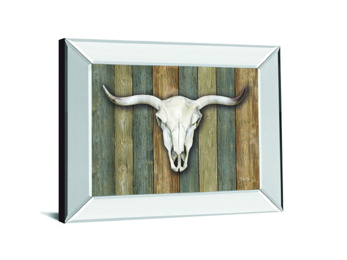 Cow Skull Il By Marla Rae - Mirror Framed Print Wall Art - Dark Brown