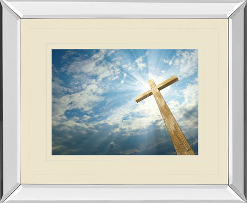Cross In The Sky By Viadischern - Mirror Framed Photo Print Wall Art - Blue