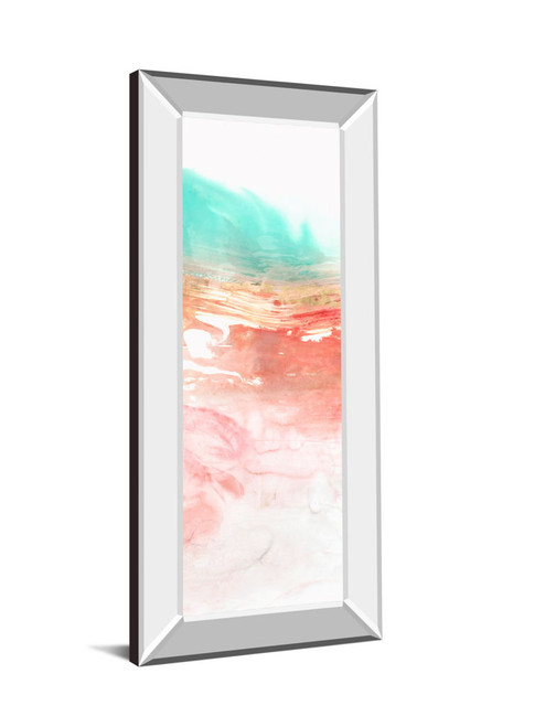 18x42 Earth Neon I By Pi Studio - Mirrored Frame Wall Art - Red