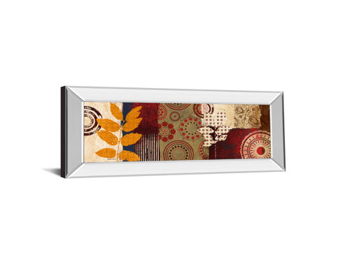 Fall Leaf Panel Il By Michael Marcon - Mirror Framed Print Wall Art - Red