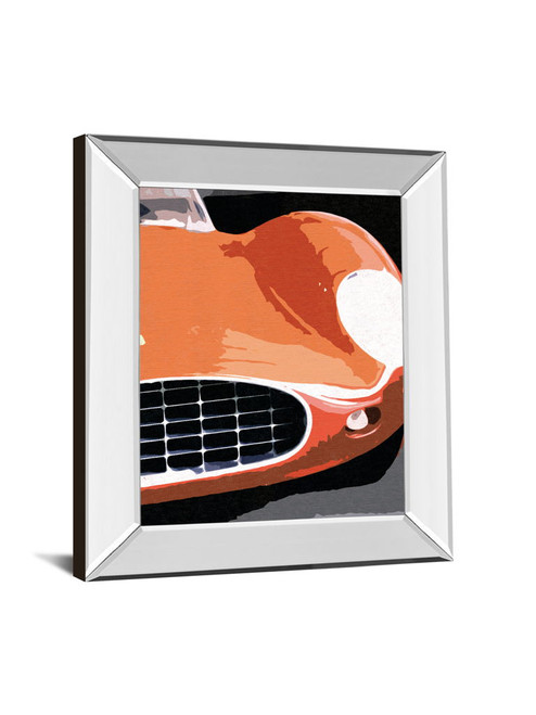 Ferrari Classic By Malcolm Sanders - Mirror Framed Print Wall Art - Orange