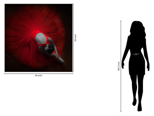 Floating Tempered Glass With Foil Ballerine In Red - Red