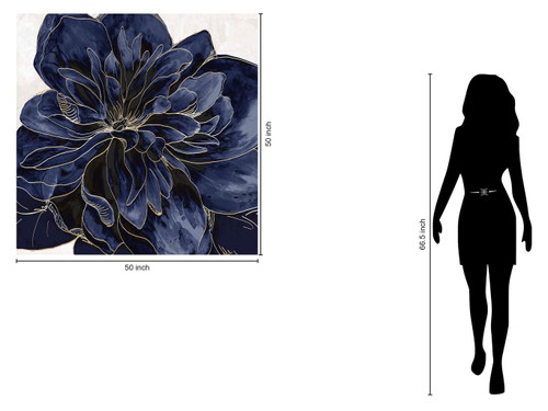 Floating Tempered Glass With Foil Open Peony - Blue