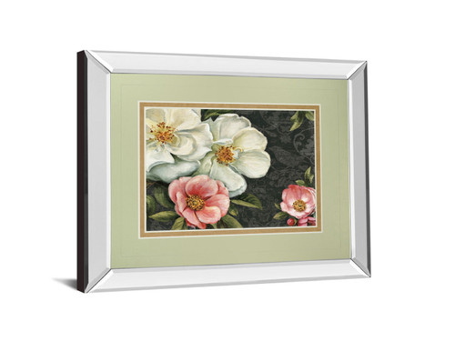 Floral Damask I By Lisa Audit - Mirror Framed Print Wall Art - Beige