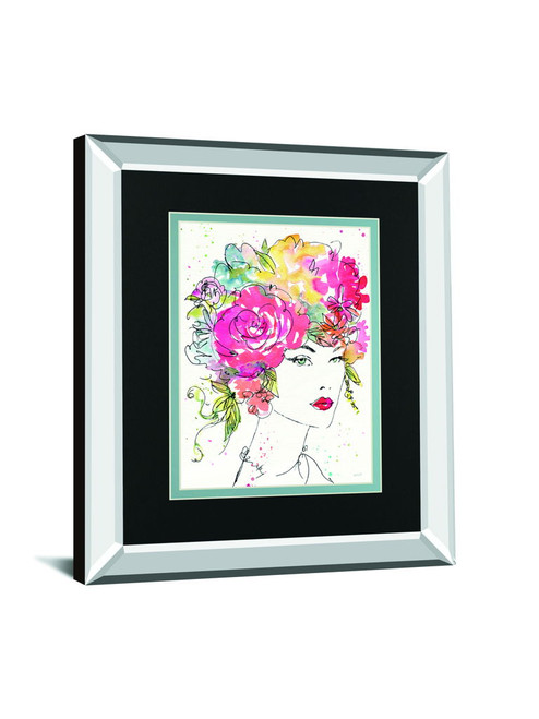 Floral Figures I By Anne Tavoletti Mirrored Frame - Pink