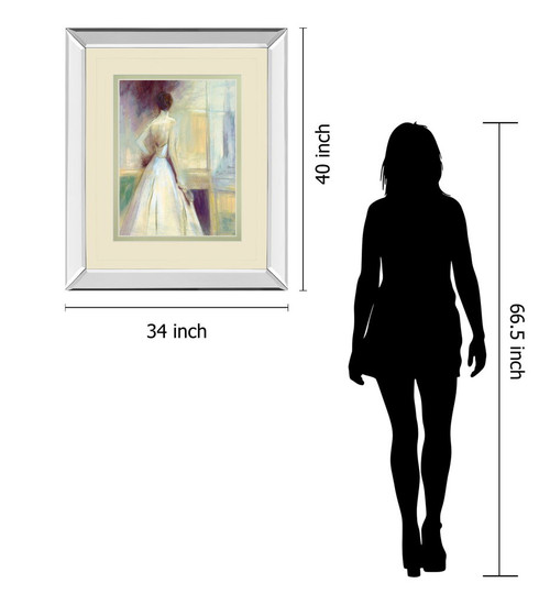 Getting Ready By Sutton - Mirror Framed Print Wall Art - Beige