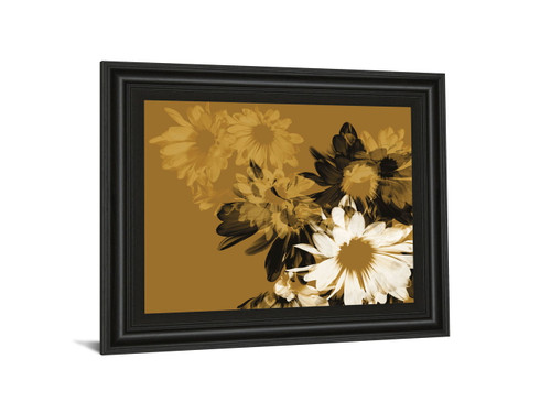 Golden Bloom Il By A. Project Framed Print Wall Art - Dark Brown