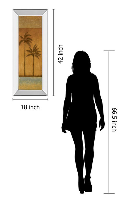 Golden Palm Il By Jordan Grey - Mirror Framed Print Wall Art - Light Brown