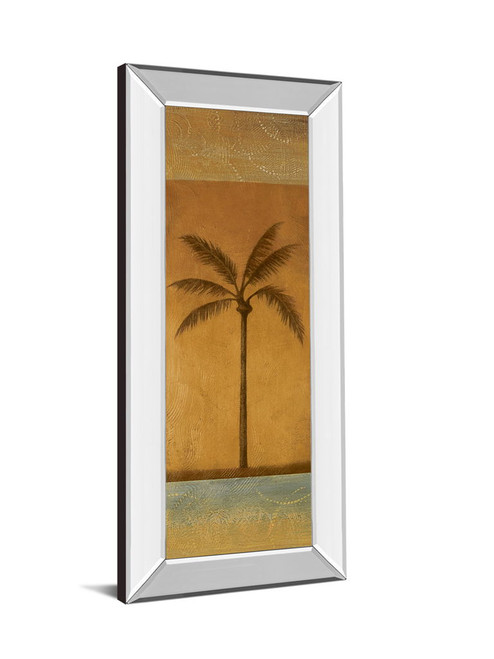 Golden Palm I By Jordan Grey - Mirror Framed Print Wall Art - Light Brown