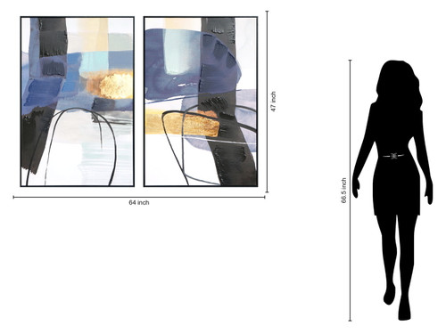 Hd Print Textured Canvas In Frame (Set of 2) - Blue