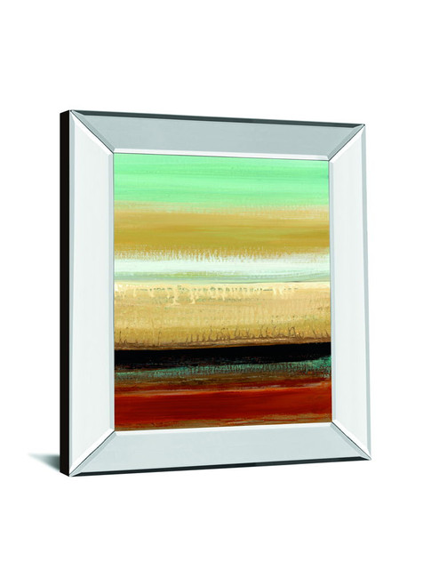 Horizon Lines I By Tesla Mirrored Frame - Light Brown