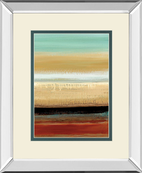 Horizon Lines I By Tesla Mirrored Frame - Light Brown