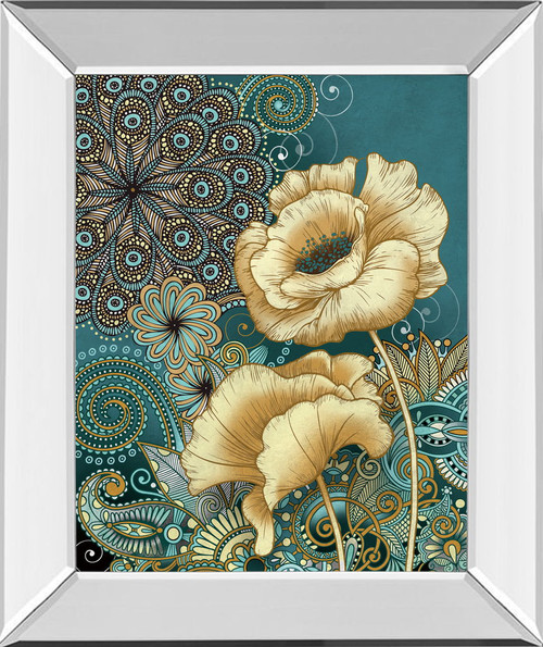 Inspired Blooms 2 By Conrad Knutsen - Mirror Framed Print Wall Art - Blue