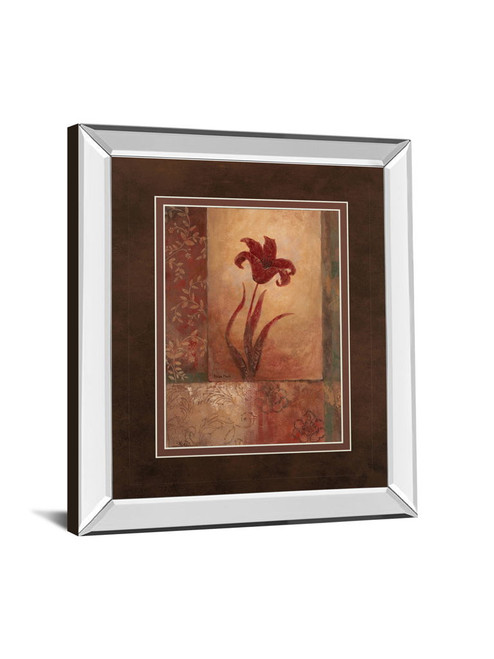 Lily Silhouette By Vivian Flasch - Mirror Framed Print Wall Art - Light Brown