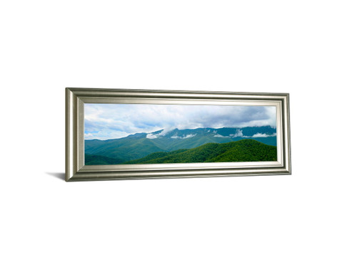 Misty Mountains Il By Kames Mcloughlin - Framed Print Wall Art - Blue