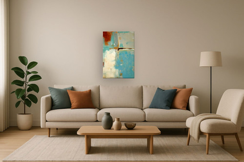 Mixed Media Canvas Abstract - Blue