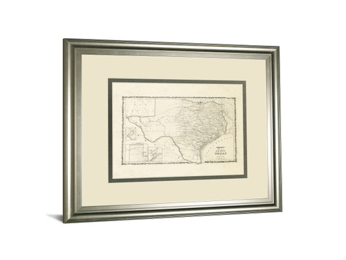 New Map Of The State Of Texas By Johnson And Wank - Framed Print Wall Art - Beige