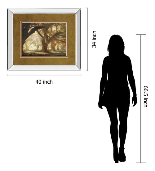 Oak Alley Morning Light By William Guion - Mirror Framed Print Wall Art - Light Brown