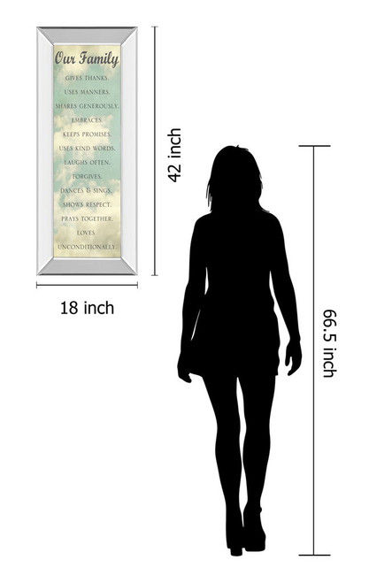 Our Family By Sarah Gardner - Mirror Framed Print Wall Art - Light Blue