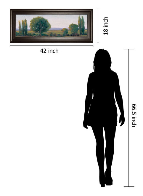 Panoramic Treeline I By Tim Otoole - Framed Print Wall Art - Dark Green