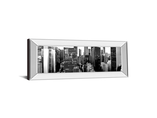 Panorama Of NYC VII By Jeff Pica - Mirror Framed Print Wall Art - Dark Gray