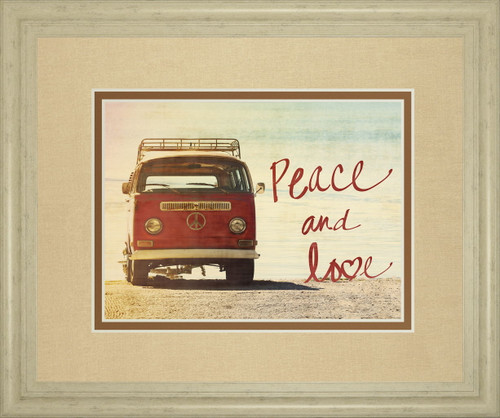 Peace And Love By Gail Peck - Framed Print Wall Art - Beige