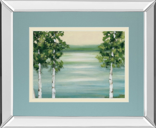 Quiet Lake By Rita Vindeszia - Mirror Framed Print Wall Art - Light Blue