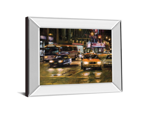 Radio City, New York City By Desmond O'hagan - Mirror Framed Print Wall Art - Light Brown