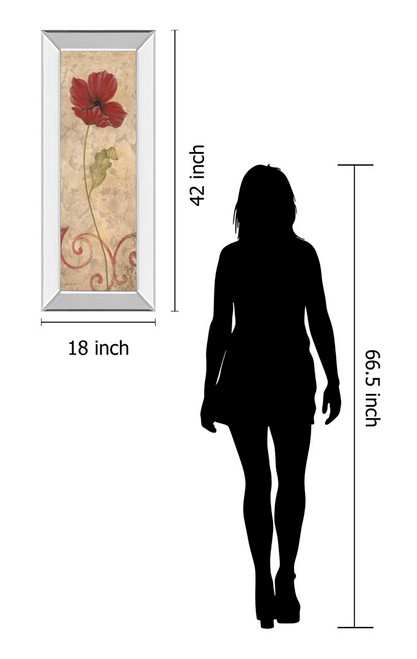 Flower I - Mirrored Framed Print Wall Art - Beige