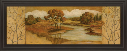 River Scene II - Framed Print Wall Art - Light Brown