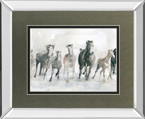 Running Wild By Carol Robinson - Mirror Framed Watercolor Print Wall Art - Dark Gray