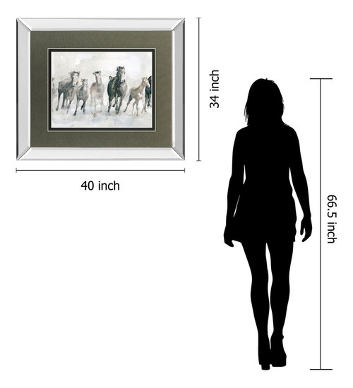 Running Wild By Carol Robinson - Mirror Framed Watercolor Print Wall Art - Dark Gray