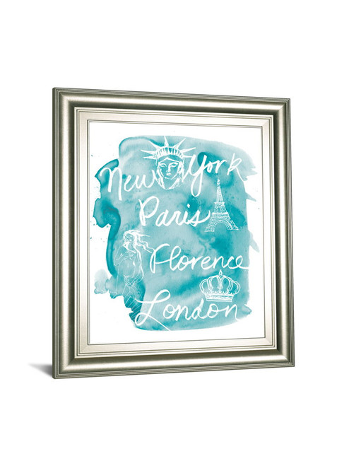 Sightseeing I By Lottie Fontaine - Framed Print Wall Art - Light Blue