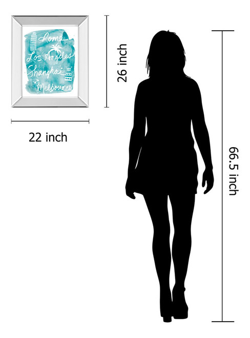 Sightseeing Il By Lottie Fontaine - Mirror Framed Print Wall Art - Light Blue