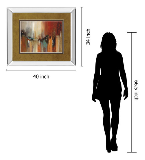 Skyline By Cat Tesla - Mirror Framed Print Wall Art - Light Brown