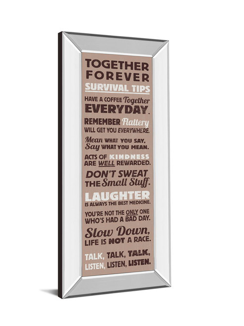 Survival Tips I By The Vintage Collection - Mirror Framed Print Wall Art - Light Brown