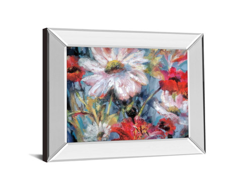 Tangled Garden I By Brent Heighton - Mirror Framed Print Wall Art - Blue