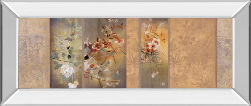 Tea Garden Il By Douglas - Mirror Framed Print Wall Art - Beige