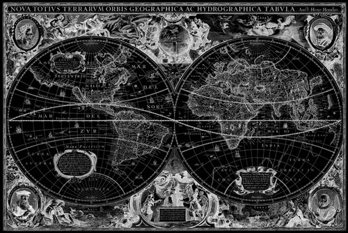 Temp Glass With Foil - World Map - Dark Gray