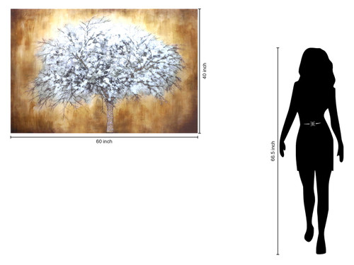 Temp Glass With Foil & Rhinestones - Abstract Tree - Light Brown