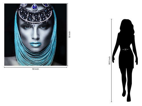 Temp Glass With Foil & Rhinestones - Lady Pharaoh - Blue