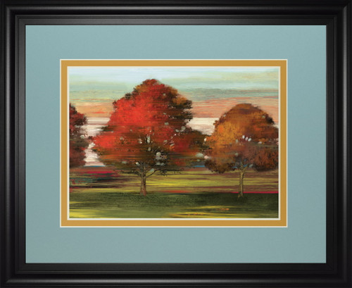 Tress In Motion By Alison Pearce - Framed Print Wall Art - Light Blue