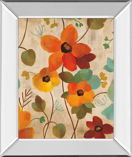 Vibrant Embroidery III By Silvia Vassileva - Mirror Framed Print Wall Art - Orange