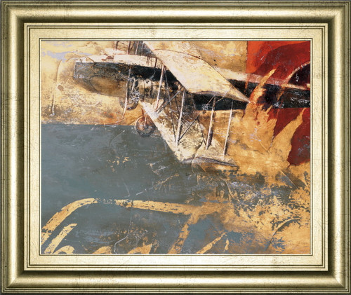 Wheels And Wings By Aliaga, C. - Framed Print Wall Art - Blue