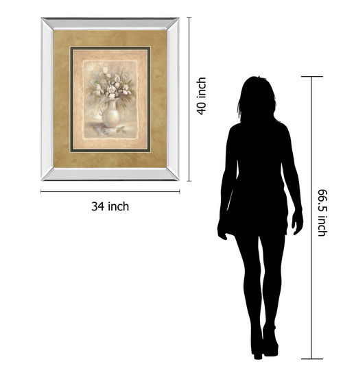 Bounty I By Vivian Flasch - Mirror Framed Print Wall Art - Light Brown