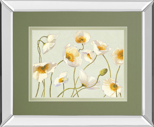 Bright Poppies By Novak - Mirror Framed Print Wall Art - Beige
