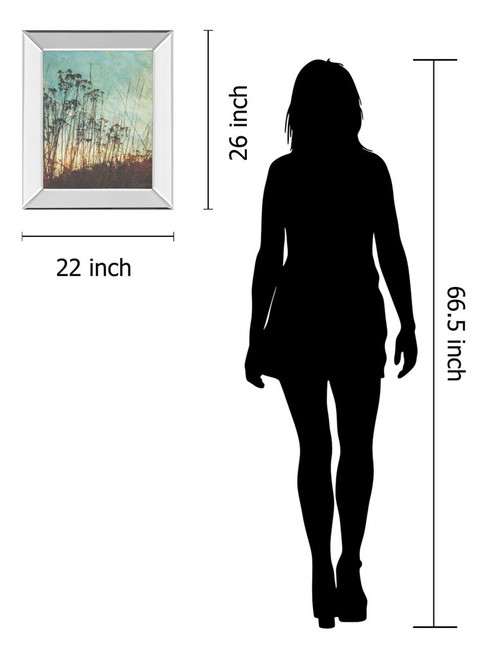 Wild Grass By Amy Melious - Mirror Framed Print Wall Art - Light Blue