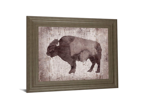 Wildness II-timber By Sandra Jacobs - Framed Bison Print Wall Art - Dark Brown